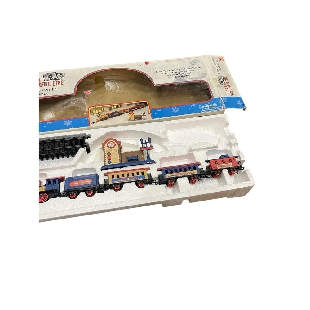 It's A Wonderful Life Bedford Falls Express Train Set No. 179 Tested Works EUC‎